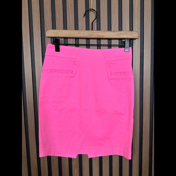 New H&M Skirt 4 / S Womens Pink Mini Back Zip Pencil Straight Career Twill - Picture 1 of 6